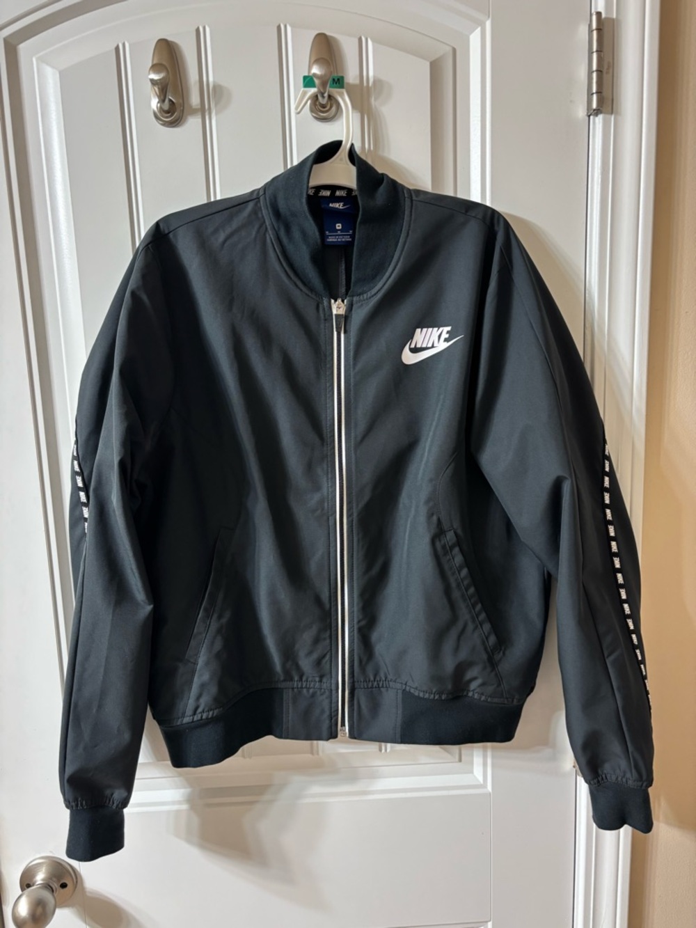 Nike Black Bomber Jacket with White Logo